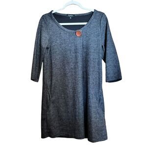 Papillon Tunic Top Womens Medium Gray Stretch Pockets Short Sleeve Blouse